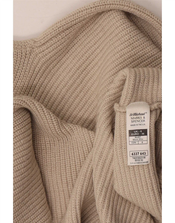 Marks & Spencer Damski sweter z golfem, UK 8, mały beż