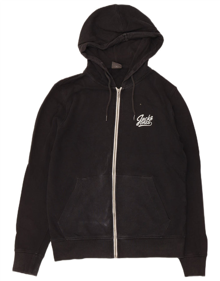 Męski sweter z kapturem i zamkiem Jack & Jones, średniej wielkości, czarny, bawełniany