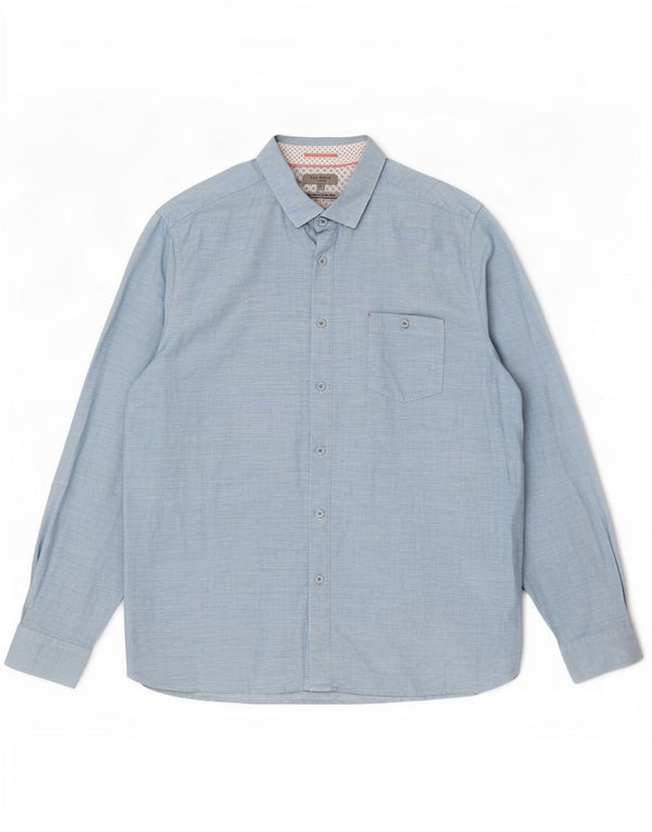 Koszula męska Ted Baker, rozmiar 7, 3XL, niebieska, z geometrycznej bawełny