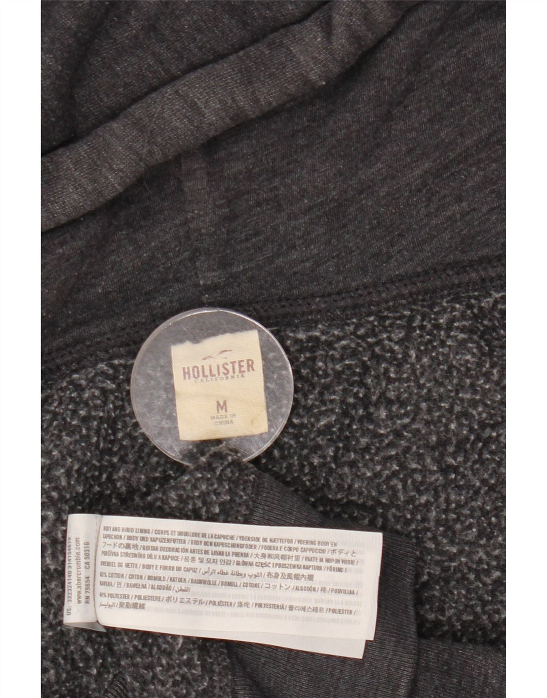 HOLLISTER Męski sweter z kapturem i zamkiem błyskawicznym, średnioszary, bawełniany