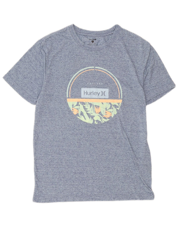 Męski T-shirt z grafiką Hurley, mały, niebieski, nakrapiany poliester