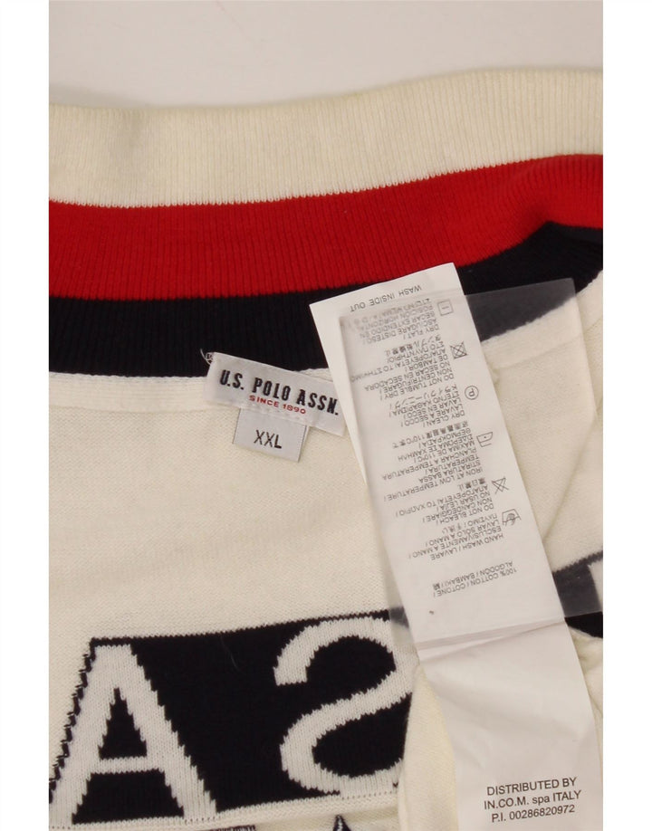 US POLO ASSN. Męski sweter z grafiką USA 2XL, biała bawełna