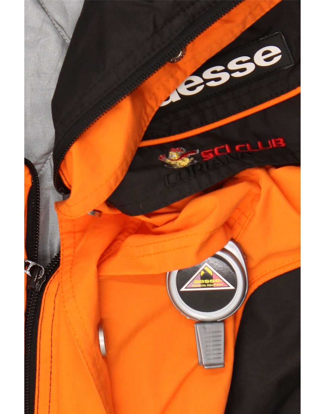 Męska kurtka narciarska Aesse IT 50 z dużym pomarańczowym blokiem kolorów, poliamid
