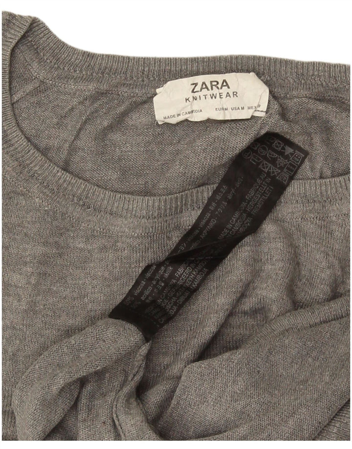 Damski sweter oversize z dekoltem w łódkę Zara UK 14 Średni szary wiskoza