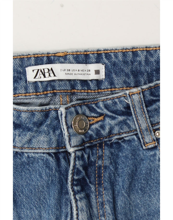Damskie zwężane jeansy ZARA z wysokim stanem EU 38 Small W28 L28 Niebieskie