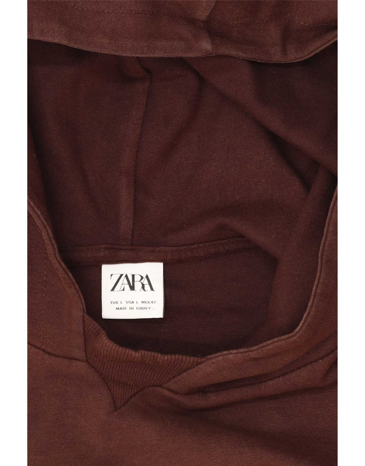 Męski sweter z kapturem Zara, duży, brązowy