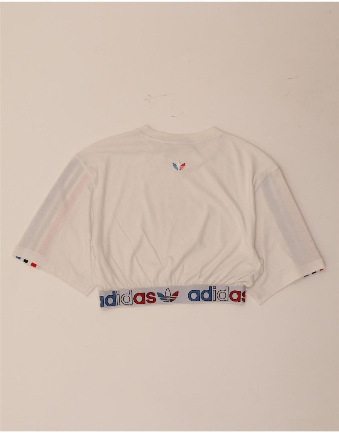 Damska koszulka Adidas Prime Blue Crop Graphic Top UK 10 Small White