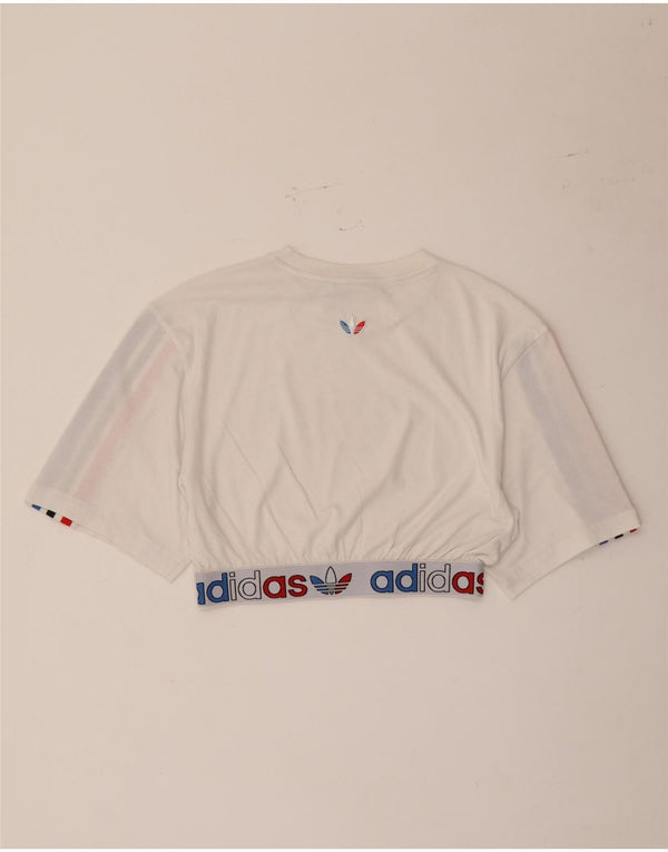 Damska koszulka Adidas Prime Blue Crop Graphic Top UK 10 Small White