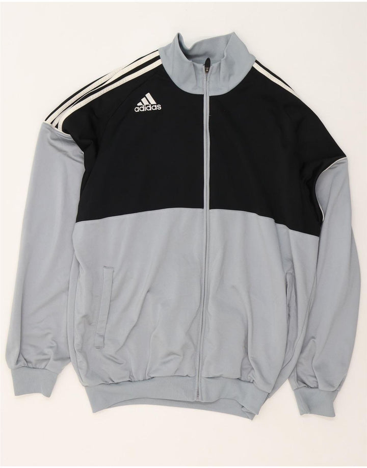 Adidas Męska bluza dresowa IT 44/46 Duży szary poliester z blokami kolorów