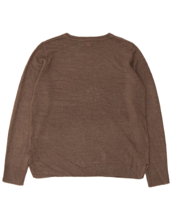 Marks & Spencer Damski sweter z okrągłym dekoltem UK 10 Mały brązowy akryl