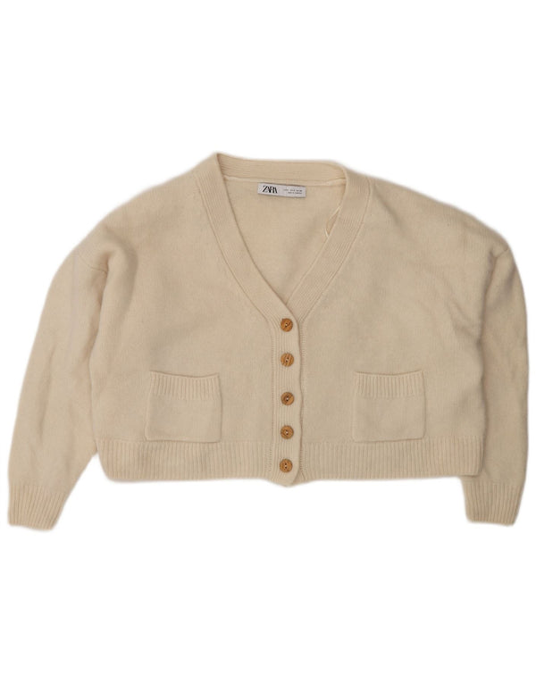 Damski sweter oversize Zara Crop Oversize UK 10 Small Beżowa wełna