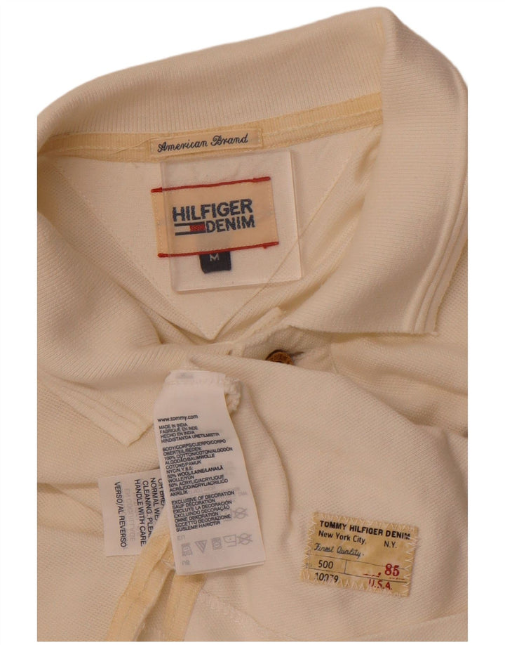 Męska koszulka polo z grafiką TOMMY HILFIGER, bawełniana, średnia w kolorze złamanej bieli