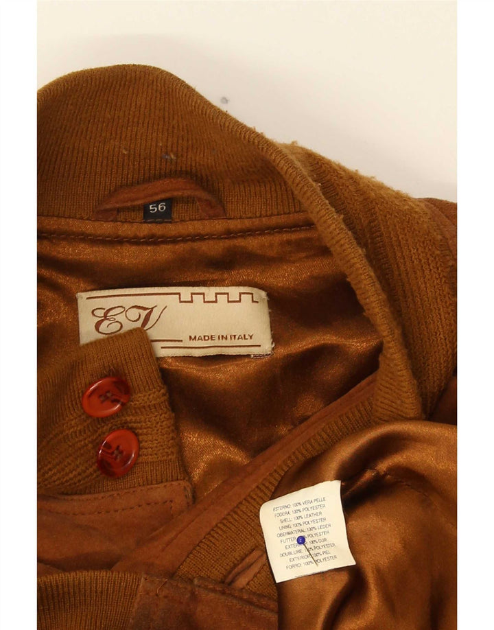 Vintage męska zamszowa kurtka bomber IT 56 3XL brązowa skóra
