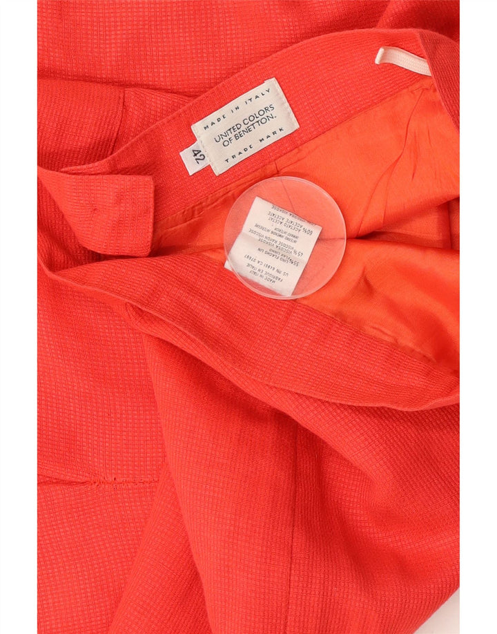 Benetton Womens Mini Pencil Skirt IT 42 Medium W26 Red Check Linen