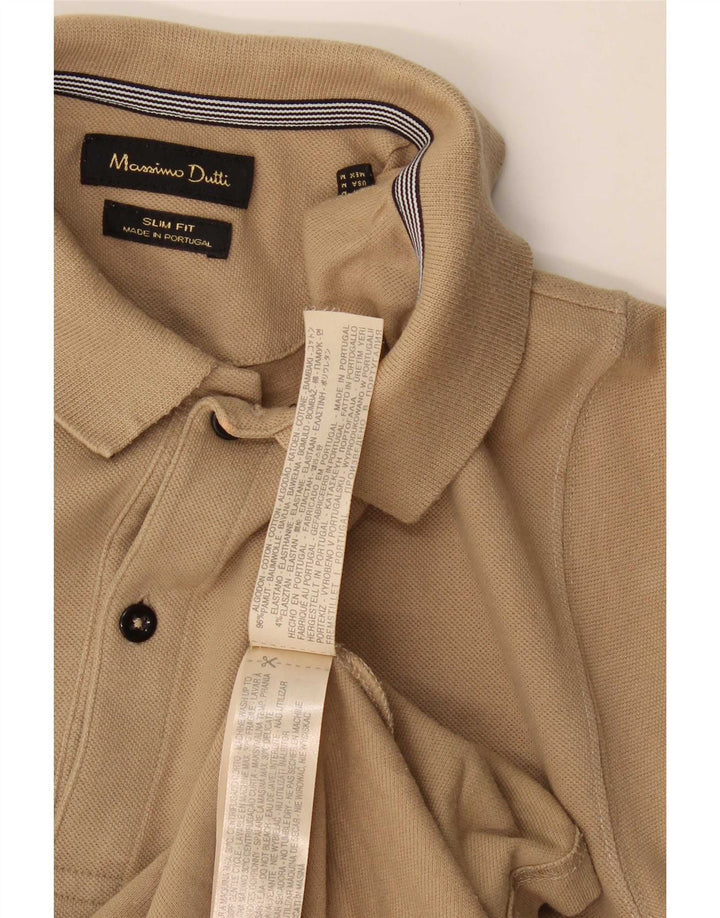 Męska koszulka polo Massimo Dutti o dopasowanym kroju, średnio beżowa, bawełniana