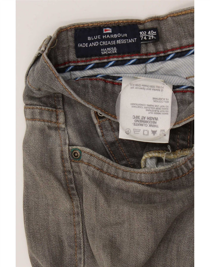 Marks & Spencer Męskie niebieskie dżinsy Harbor Straight W40 L29 Szara bawełna