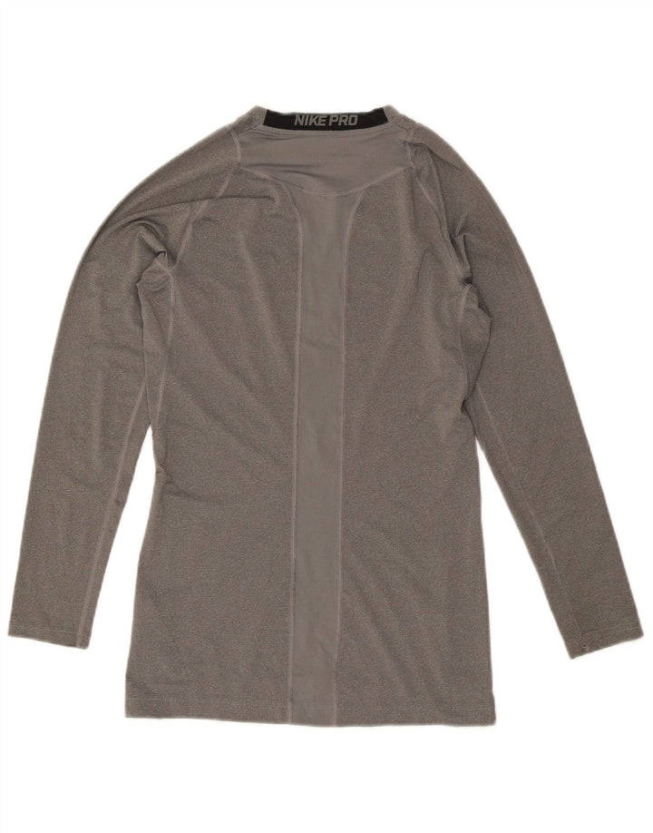 Męska koszulka Nike Dri Fit z długim rękawem, średnioszara, poliestrowa w blokach kolorów