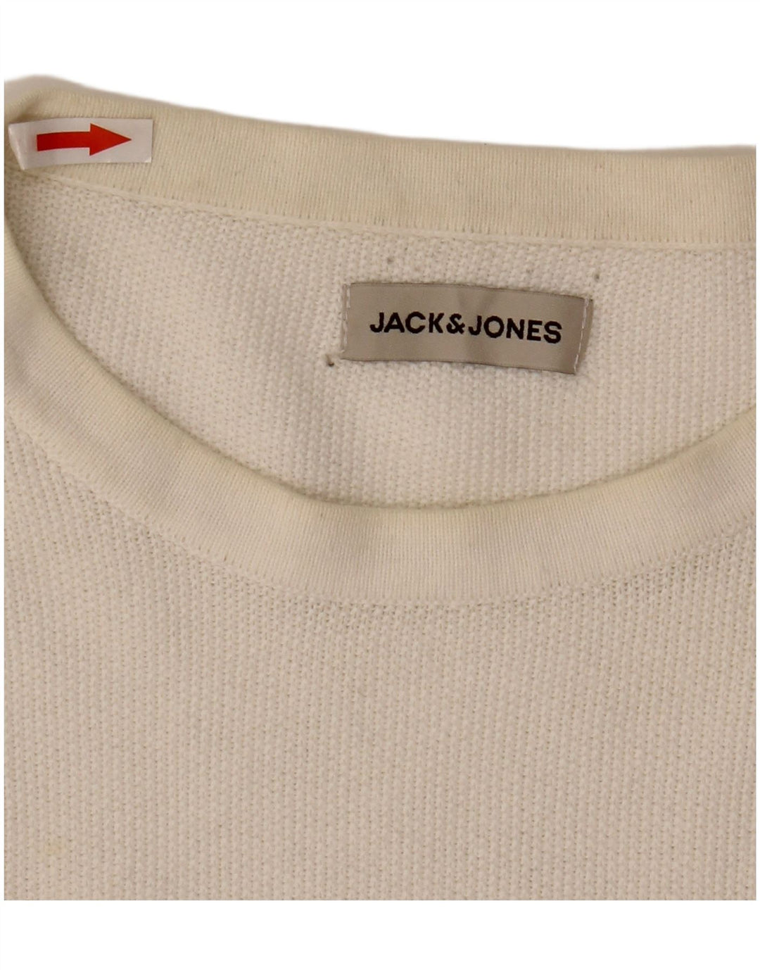 Męski sweter z okrągłym dekoltem Jack & Jones, duży, biały, bawełniany