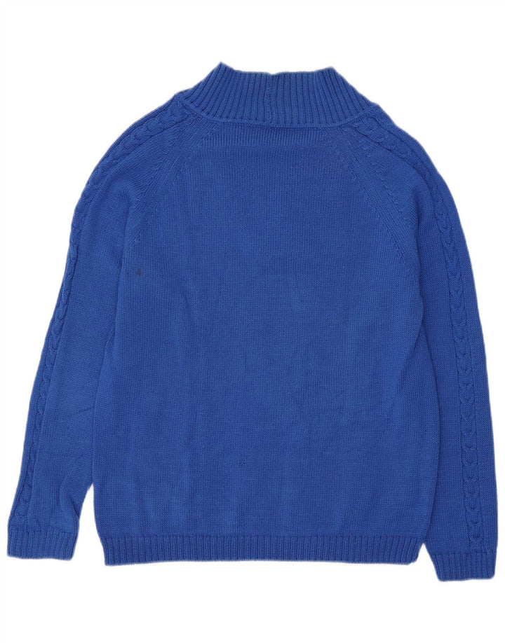 Sweter męski w stylu vintage z dekoltem w kształcie litery V, średnioniebieski