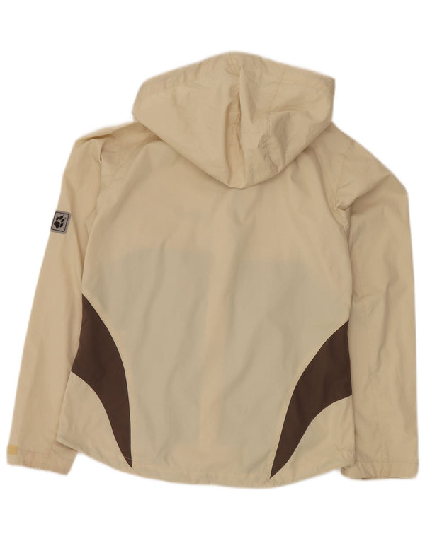 JACK WOLFSKIN Womens Oversized Rain Jacket UK 10 Small  Beige Colourblock