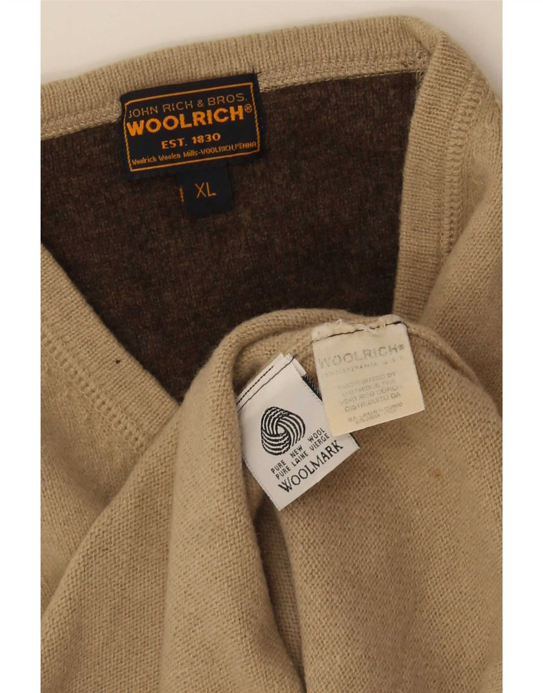 Woolrich Męski podkoszulek bez rękawów XL w kolorze beżowym, nowa wełna