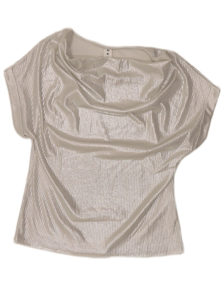 Bluzka damska Vintage Top UK 16 Large Silver Wiskoza