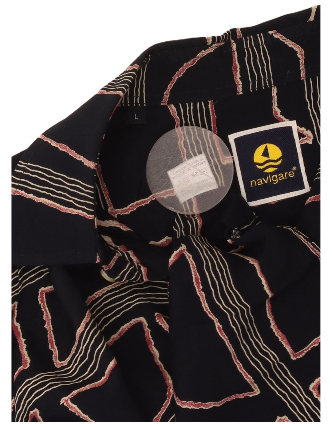 Koszula męska z krótkim rękawem Navigare, duża, granatowa, geometryczna wiskoza