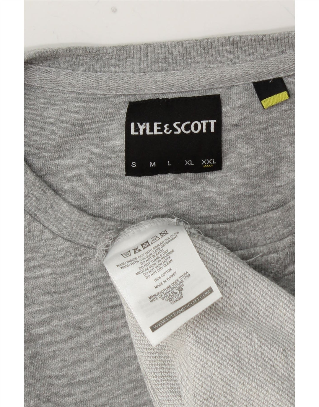 Męski sweter z okrągłym dekoltem LYLE & SCOTT 2XL, szara bawełna