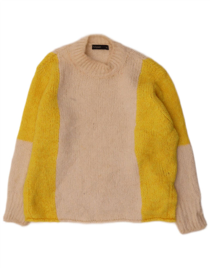 Marks & Spencer Damski sweter z golfem UK 10, mały, w kolorze złamanej bieli