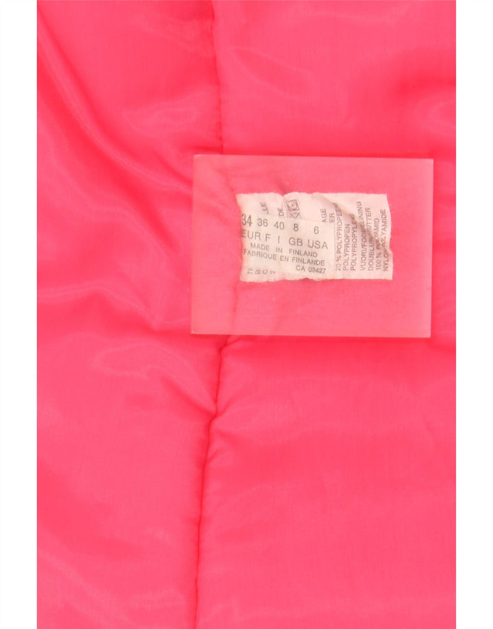 Vintage damski, oversize'owy, ocieplany płaszcz UK 8, mały, różowy, bawełniany