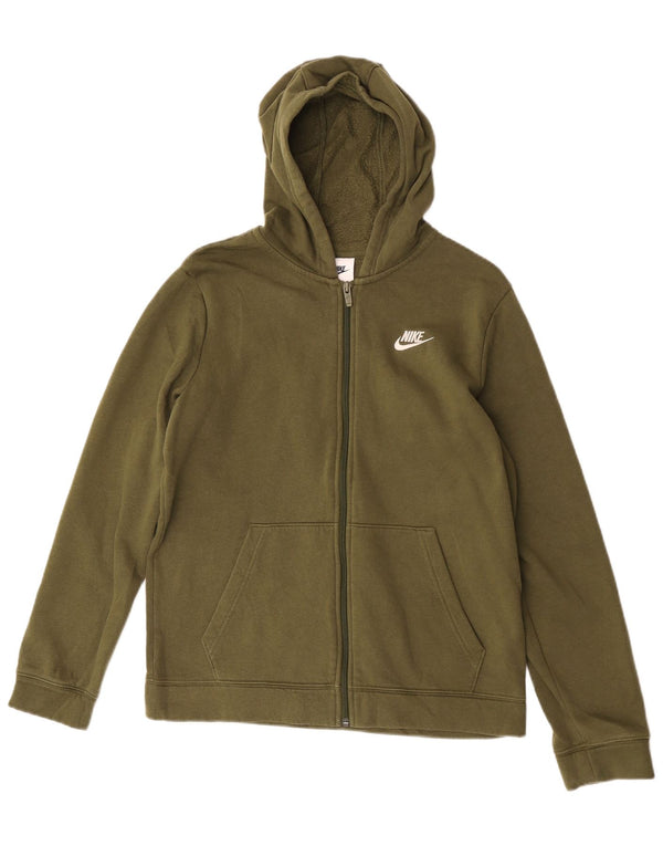 Dziewczęcy sweter z kapturem i zamkiem Nike 13-14 lat XL, zielony, bawełniany, sportowy