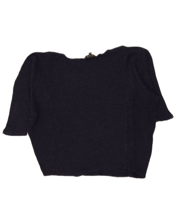 Sweter damski Massimo Dutti z rękawem 3/4 i dekoltem w łódkę UK 6 XS granatowy