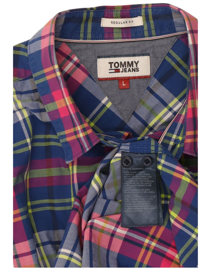 Męska koszula o regularnym kroju TOMMY HILFIGER, duża, wielokolorowa, bawełniana w kratę
