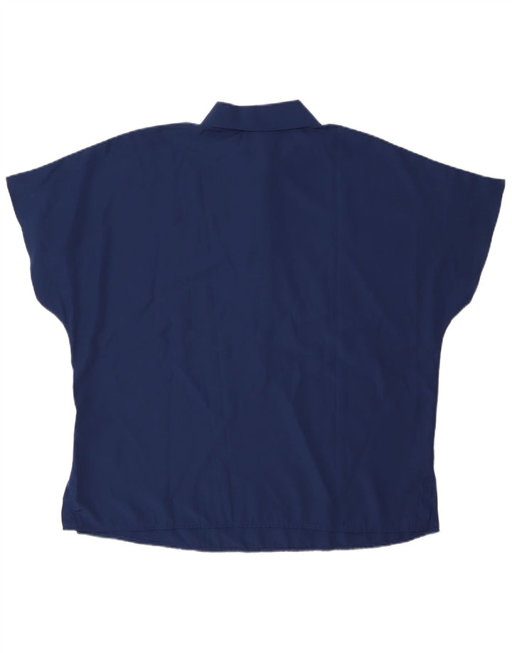 Damska koszulka polo oversize w stylu vintage, UK 18 XL, granatowa, poliester