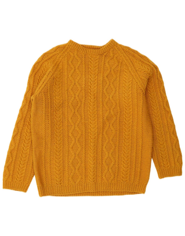 Sweter damski w stylu vintage z dekoltem w łódkę UK 16, duży, żółty