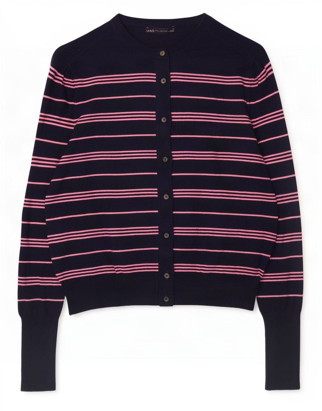 Marks & Spencer Damski sweter rozpinany UK 12, średni granatowy w paski
