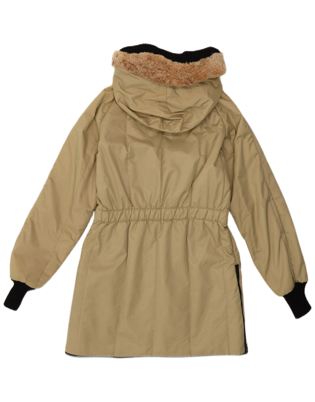 Damska kurtka parka z kapturem Refrigiwear UK 16, duża, beżowa, z blokami kolorów