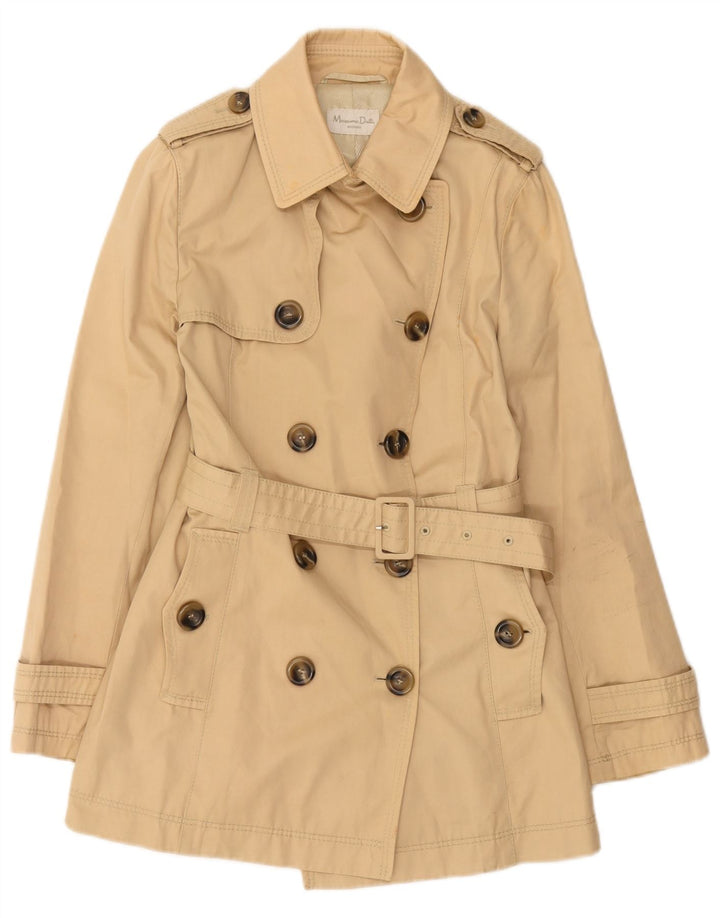 Trencz damski Massimo Dutti UK 12 w średnim beżowym kolorze wiskozy