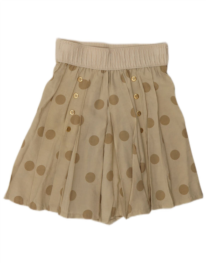 Spodenki damskie w stylu vintage z wysokim stanem Cullotes W28 w kolorze średniego beżu w kropki