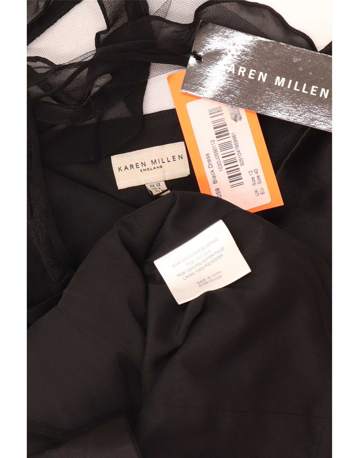 Karen Millen Damska sukienka na jedno ramię UK 12 Średni czarny jedwab