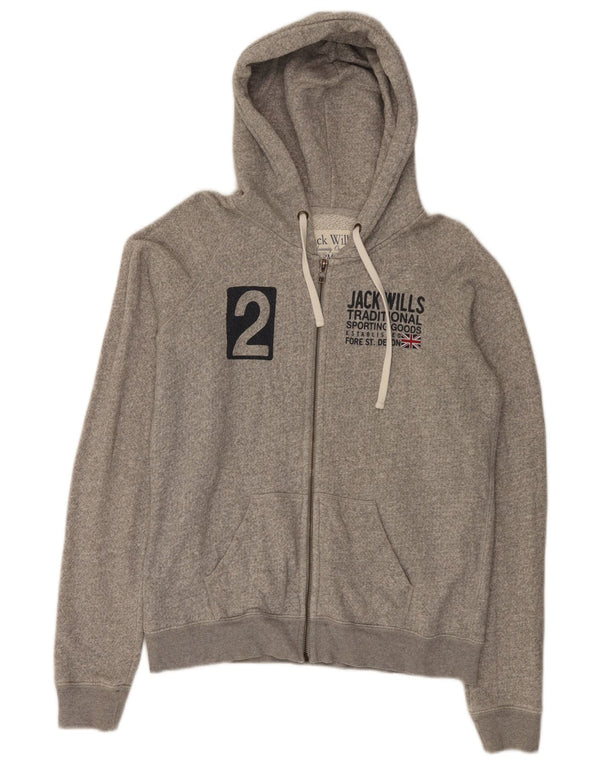 Damski sweter z kapturem i zamkiem Jack Wills UK 12, średnioszary, bawełniany