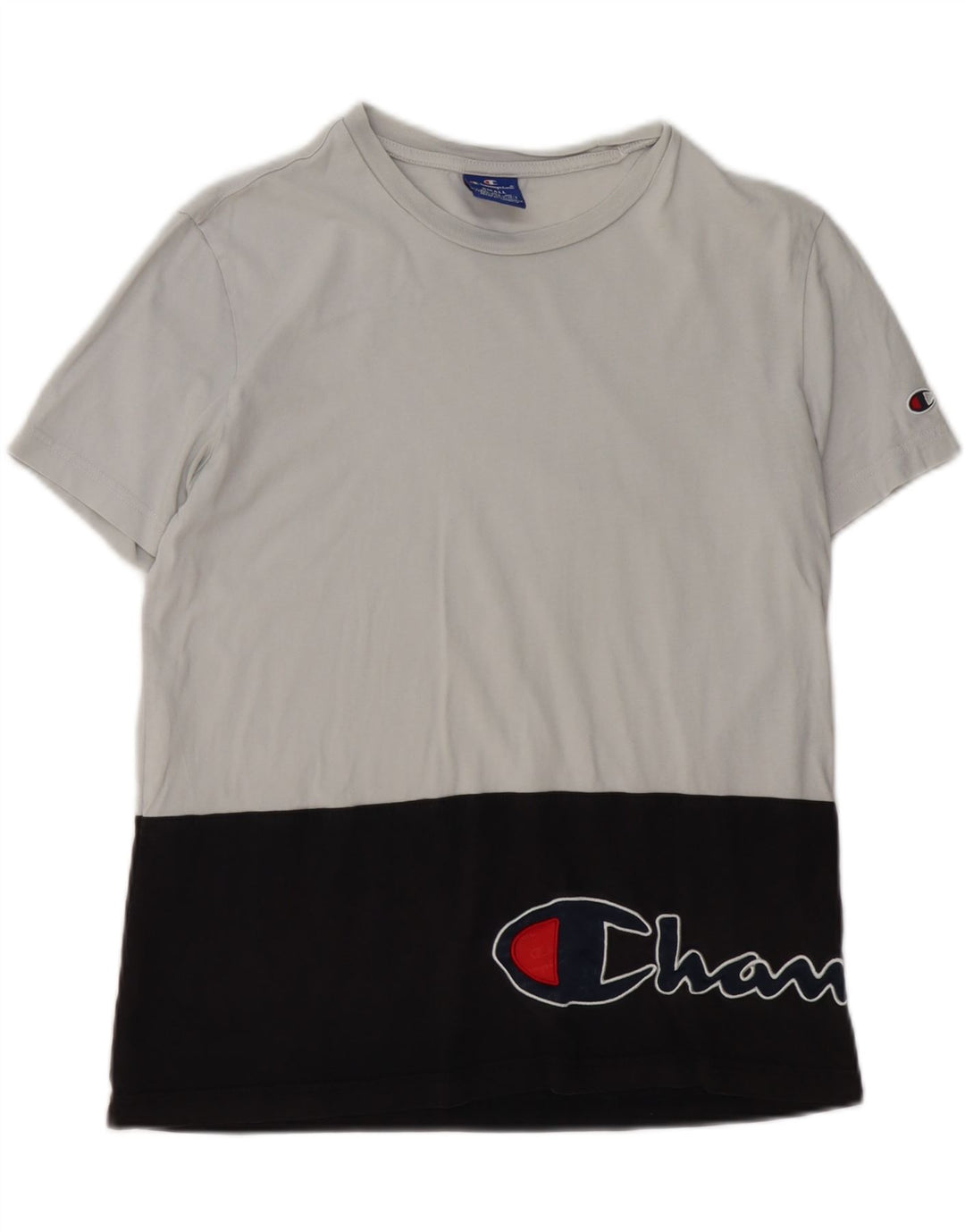 Męski T-shirt z grafiką CHAMPION, mały, czarny blok kolorów