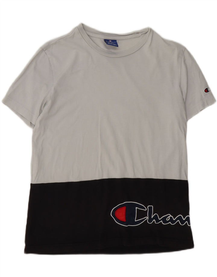 Męski T-shirt z grafiką CHAMPION, mały, czarny blok kolorów