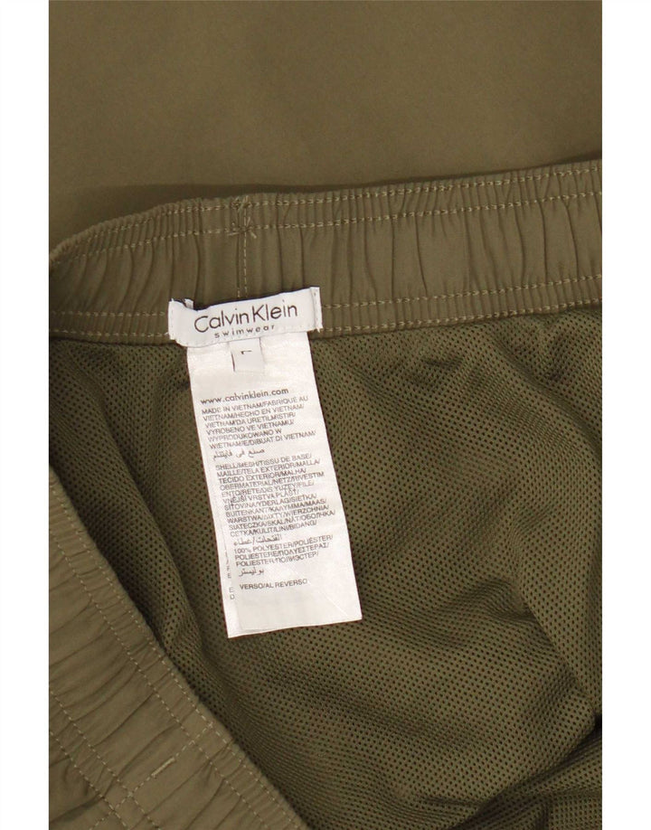 Męskie spodenki kąpielowe Calvin Klein z grafiką, duże, poliestrowe w kolorze khaki