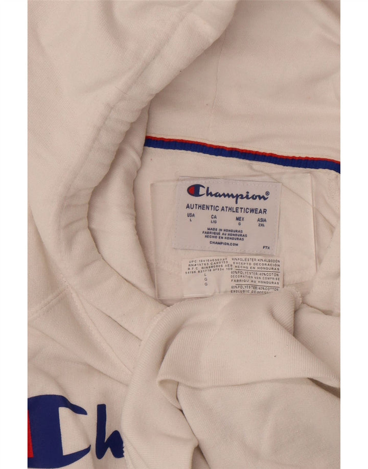 Męski sweter z kapturem i grafiką Champion, duży, biały, poliestrowy