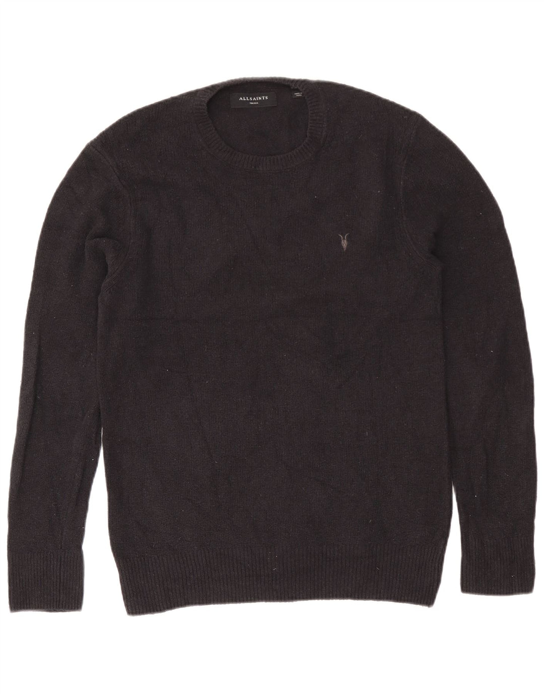 Męski sweter z okrągłym dekoltem All Saints, mały, granatowy, bawełniany