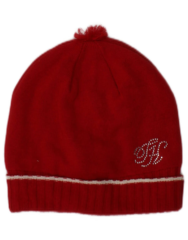 Damska dzianinowa czapka beanie Tommy Hilfiger, duża/XL, czerwona, bawełniana