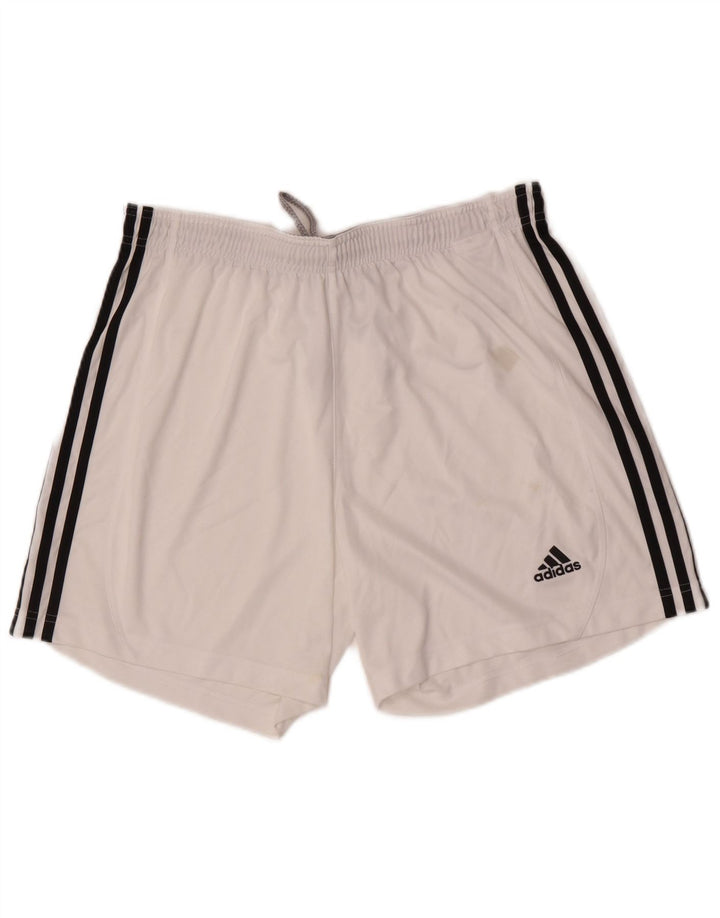 Męskie spodenki sportowe Adidas Climalite, duże, białe, poliestrowe