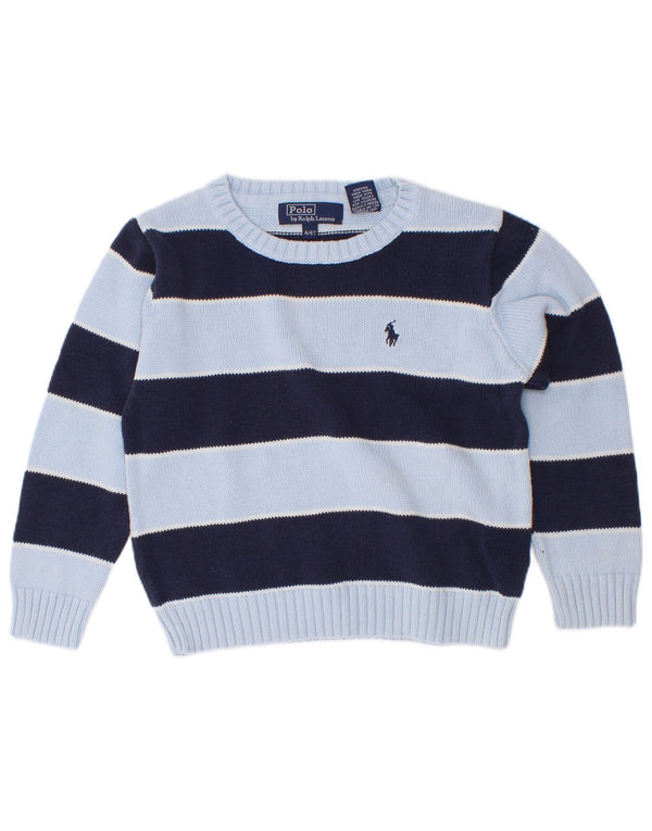 Polo Ralph Lauren Chłopięcy sweter z dekoltem w łódkę 3-4 lata Niebieskie paski