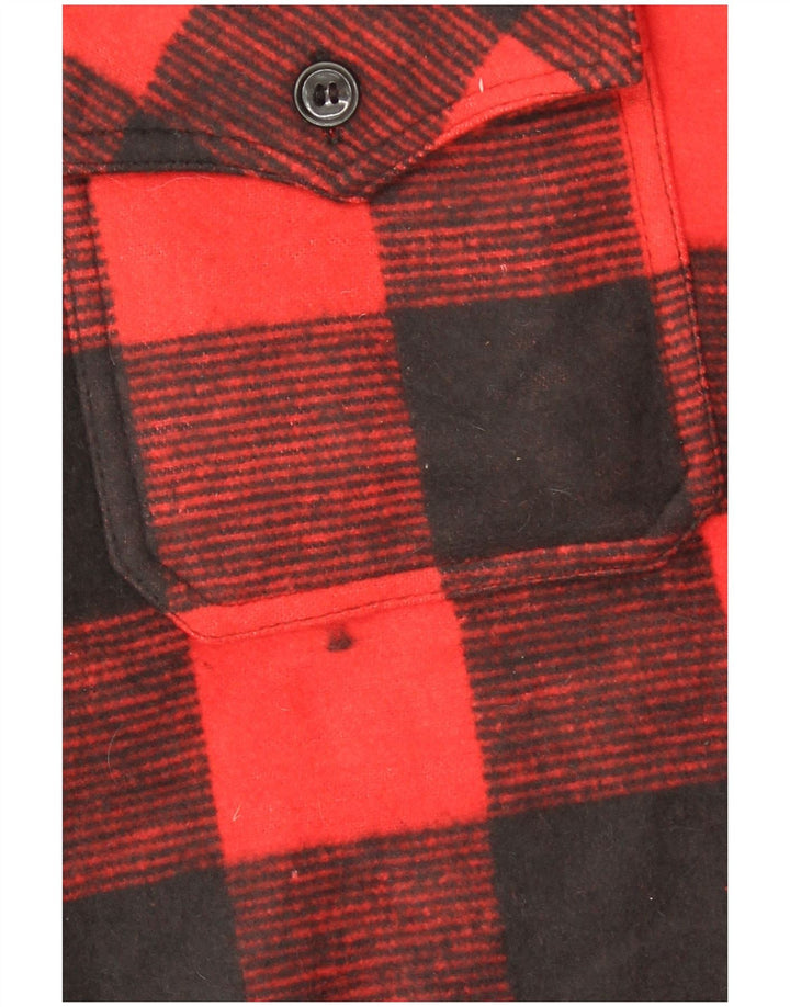 Męska koszula wierzchnia w stylu vintage, flanelowa, duża, bawełniana w czerwoną kratę